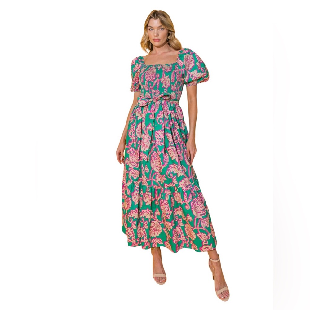 RUN TOWARDS LOVE POPLIN ANKLE DRESS Flying Tomato size L